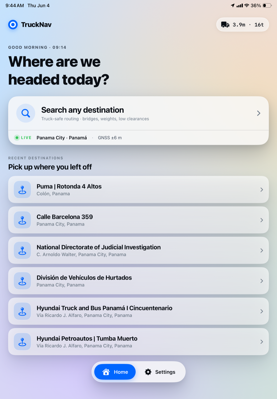 Wayfinder home screen